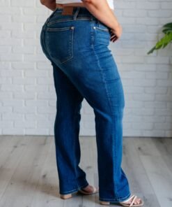 Campbell High Rise Center Seam Detail Straight Jeans - Fashion Are Us 