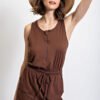 Butter Soft Half Hip Sleeveless Romper Dress in Java - Fashion Are Us, LLC