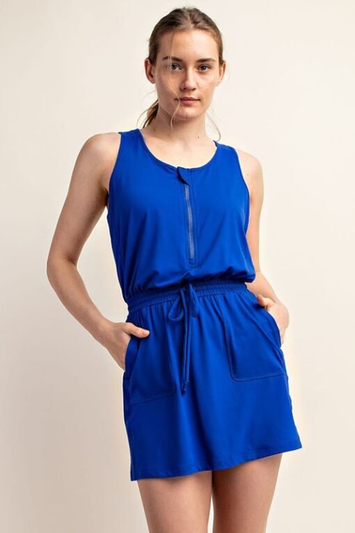 Butter Soft Half Hip Sleeveless Romper Dress in Royal Blue - Fashion Are Us, LLC