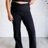 Building Habits Twill Flared Crossover Waist Pant in Black Ave Shops