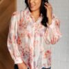 Call Me Back Sheer Floral Button Up Blouse Ave Shops