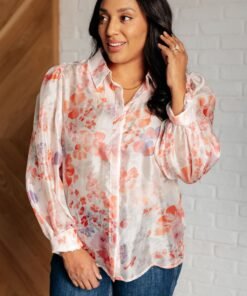 Call Me Back Sheer Floral Button Up Blouse Ave Shops