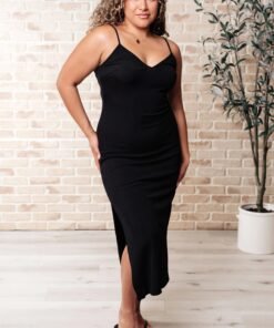 Bridgette Ribbed Bodycon Dress in Black - Fashion Are Us, LLC