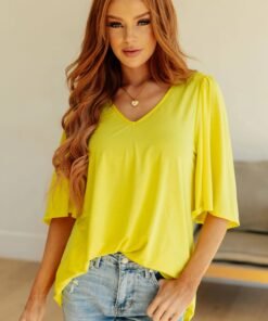 Cali Blouse in Neon Yellow - Fashion Are Us, LLC