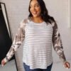 Camo & Stripes Raglan Top - Fashion Are Us, LLC