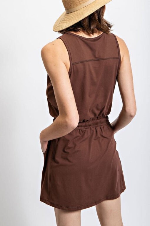 Butter Soft Half Hip Sleeveless Romper Dress in Java - Fashion Are Us, LLC